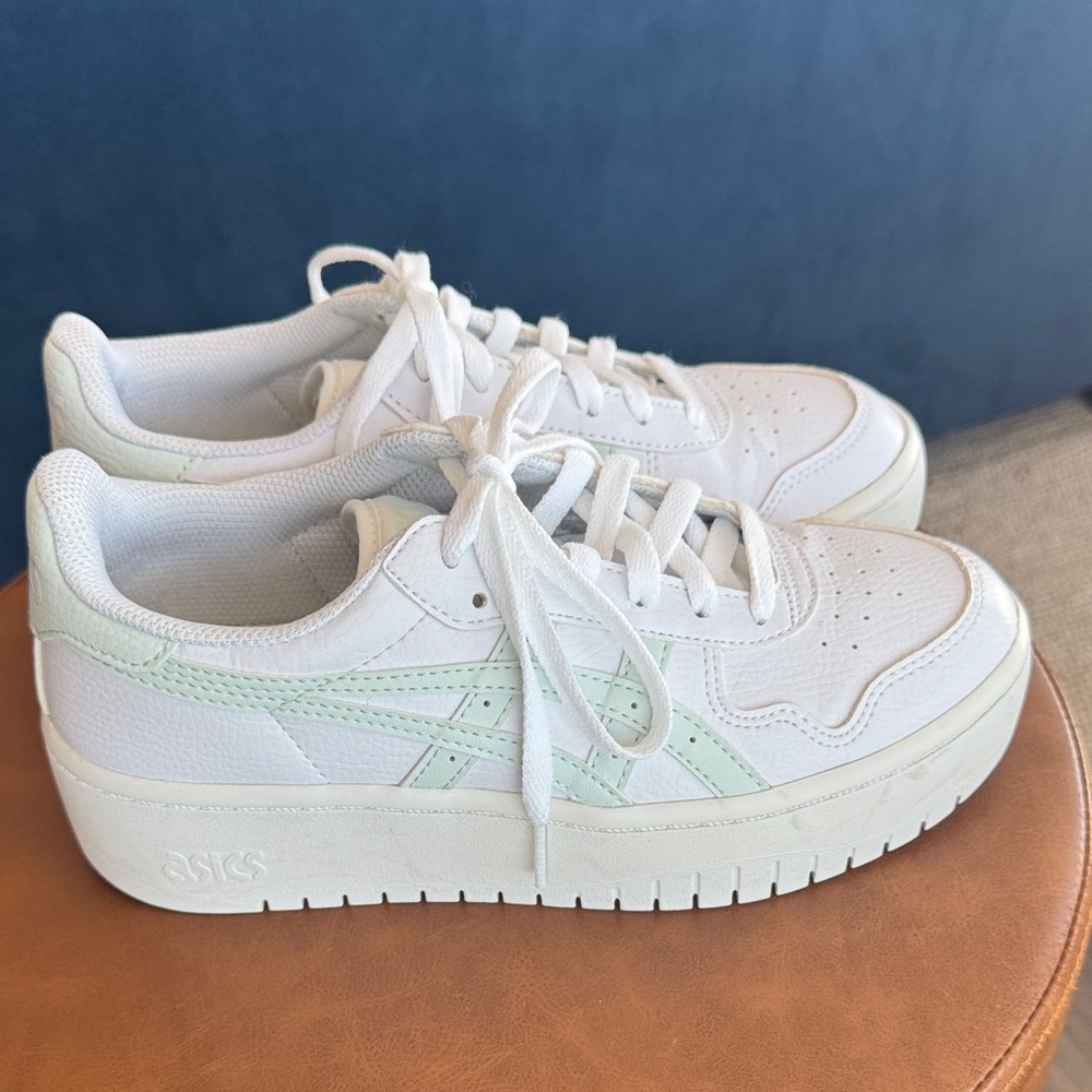 ASICS Women's JAPAN S PF White/Lichen Rock Platform Sneakers